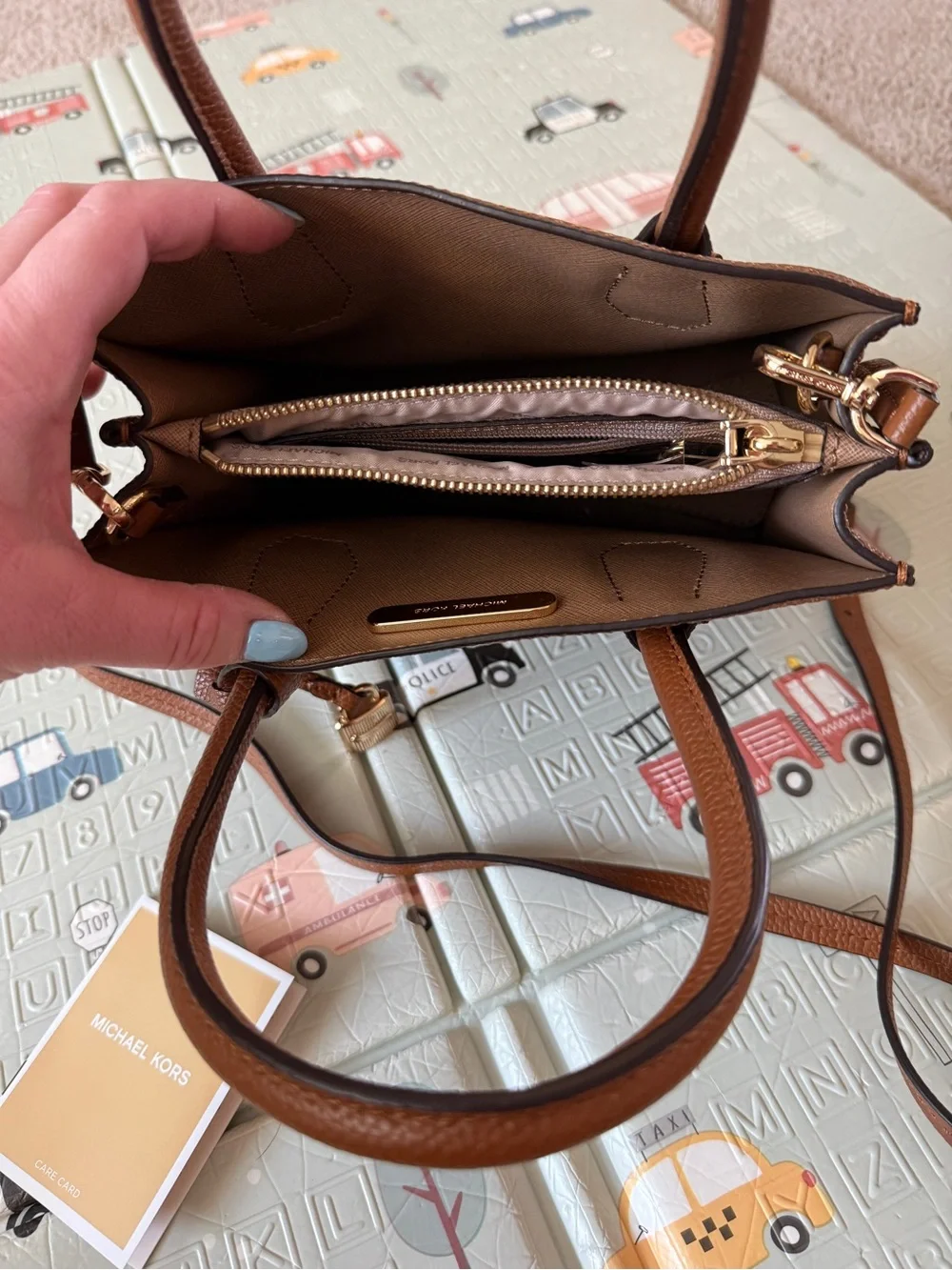Michael Kors Brown Pebbled Leather Top-Handle Satchel with Gold Hardware